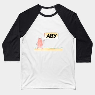 Aby name. Personalized gift for birthday your friend. Cat character holding a banner Baseball T-Shirt